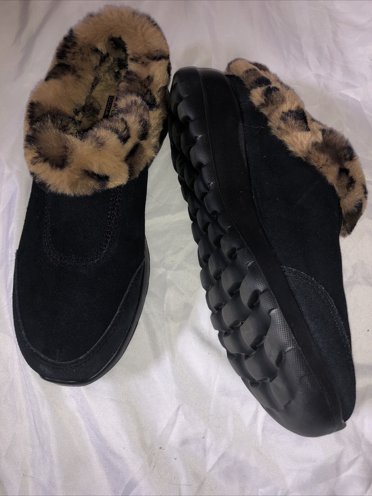 SAOLA SCARPE PANTOFOLE SKECHERS DONNA 7 5 SUOLA RIGIDA nere foderate in pelliccia sintetica pelle scamosciata