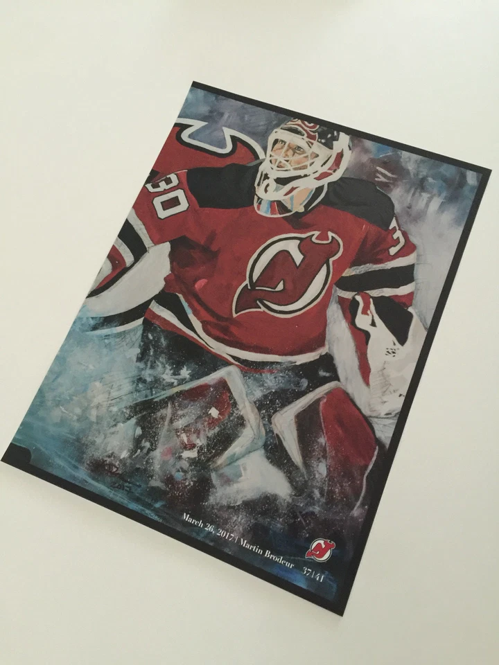 Póster New Jersey NJ Devils Gameday 26/03/17 pintura Martin Brodeur Foto 4 de 4