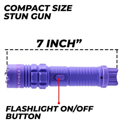 POLICE 800kV Stun Gun With Rechargeable LED Flashlight – Purple – Self Defense Survival Tool