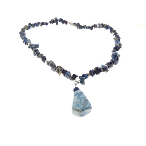 Natural Lapis Lazuli Necklace and Pendant Choker 16 Inch