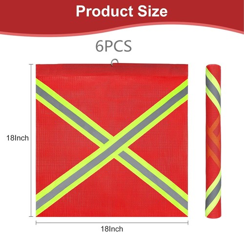 Safety Flags for Truck with Wire Loop 6 PCS 18X18 Inch Mesh Warning Flags(Red) - 第 4/11 張圖片