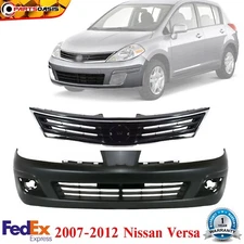 Front Bumper Cover Fascia & Grille Assembly Kit For 2007-2012 Nissan Versa