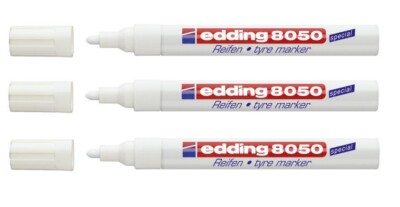3x Edding 8050 Reifenmarker Reifen Permanentmarker weiß Gummimarker tyre marker 