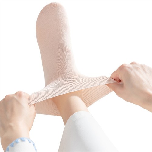 10 paires de chaussettes d'été fines en coton pour femmes mi-mollet hautes élastiques chaussettes d'extérieur - Photo 2/16