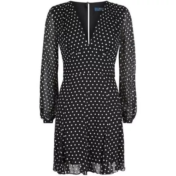 White long sleeve polka dot clearance dress