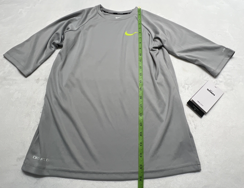 NWT Nike Boys L 12 / 14 Dry-Fit Rash Guard Swim Shirt Sun Protection UPF40+ Gray - Picture 4 of 9