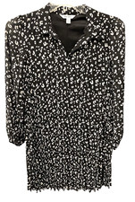 Nine West Womens size XS Knife Pleated Black and White Leopard Print Dress NNT