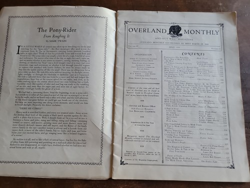 Overland Monthly & Out West Magazine, Mark Twain Society, April 1929 - Imagen 4 de 9