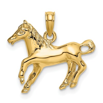 14k Gelbgold 2-D Galoppierendes Pferd Anhänger