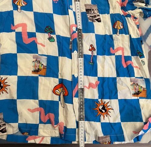 Kenji Blue White Check With Trippy Graphic Prints-Comfy-Casual-Weekend-Size XL - Picture 14 of 15