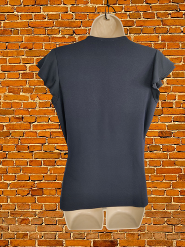 Hobbs GRÖSSE SMALL DUNKELMARINE WICKELOBERTEIL T-SHIRT FLATTERÄRMEL FREIZEIT ARBEIT DAMEN - Bild 5 von 5