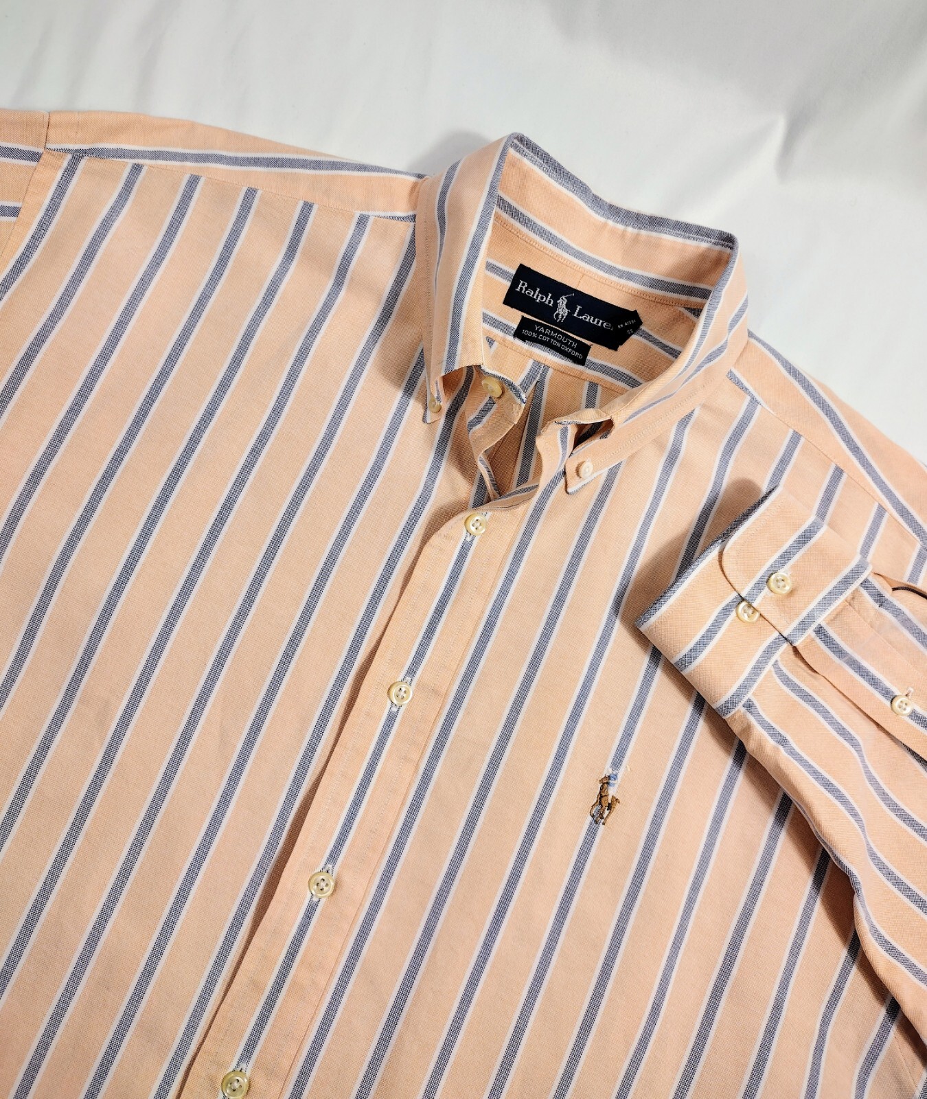 Polo Ralph Lauren Yarmouth camicia uomo 16 5 34 35 arancione pesca righe carne pony