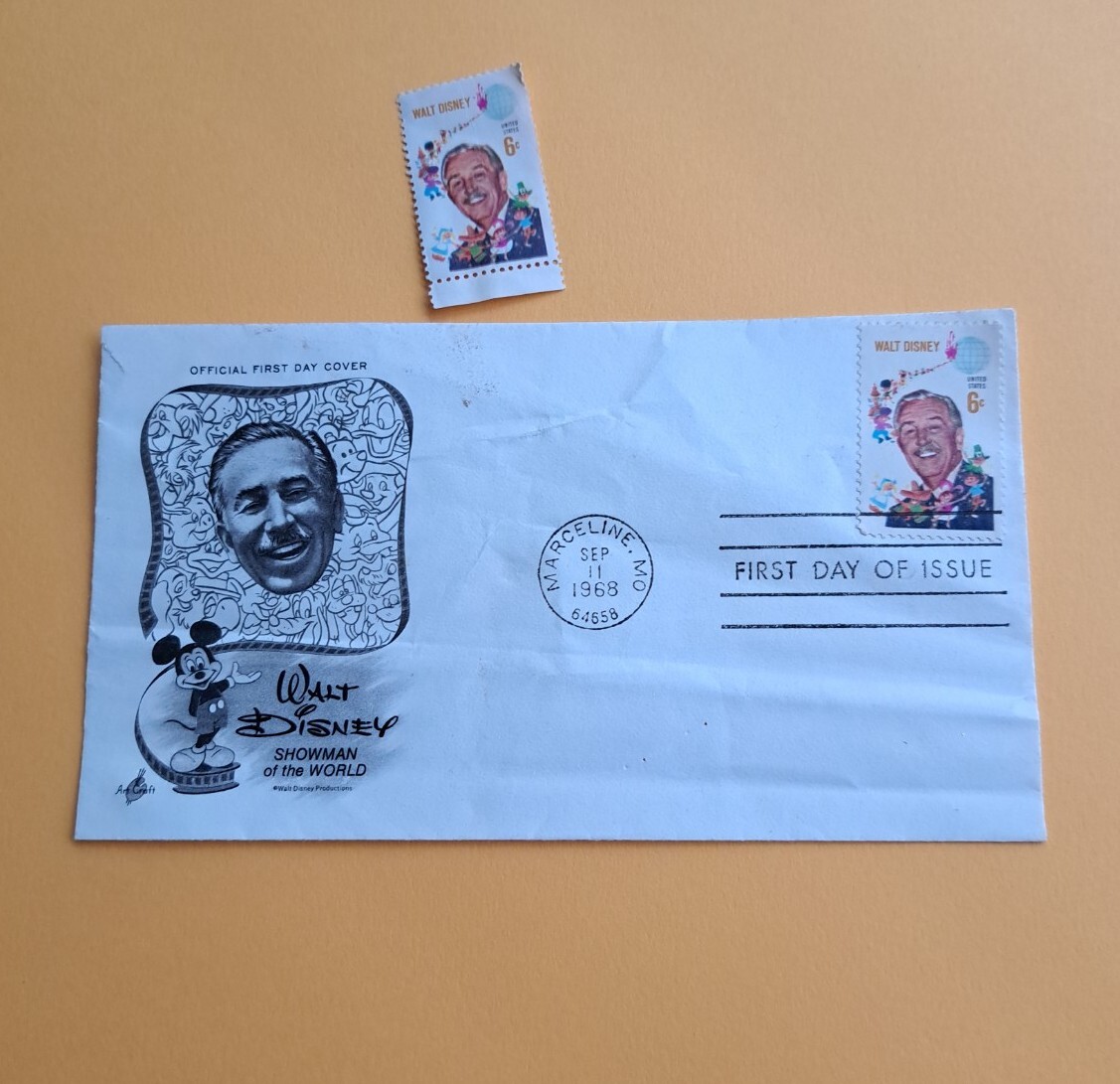 Walt Disney USPS STAMP 1968 1st Day Cover FDC Postage 6 Cent