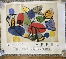 Vintage 1984 Karel Appel Collection D’Art Galerie Sun Animal 30”x24” Poster RARE