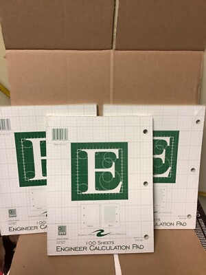 Lot of 3 Roaring Springs Engineering Pads Green Grid 100 Sheets Each Wrapped 