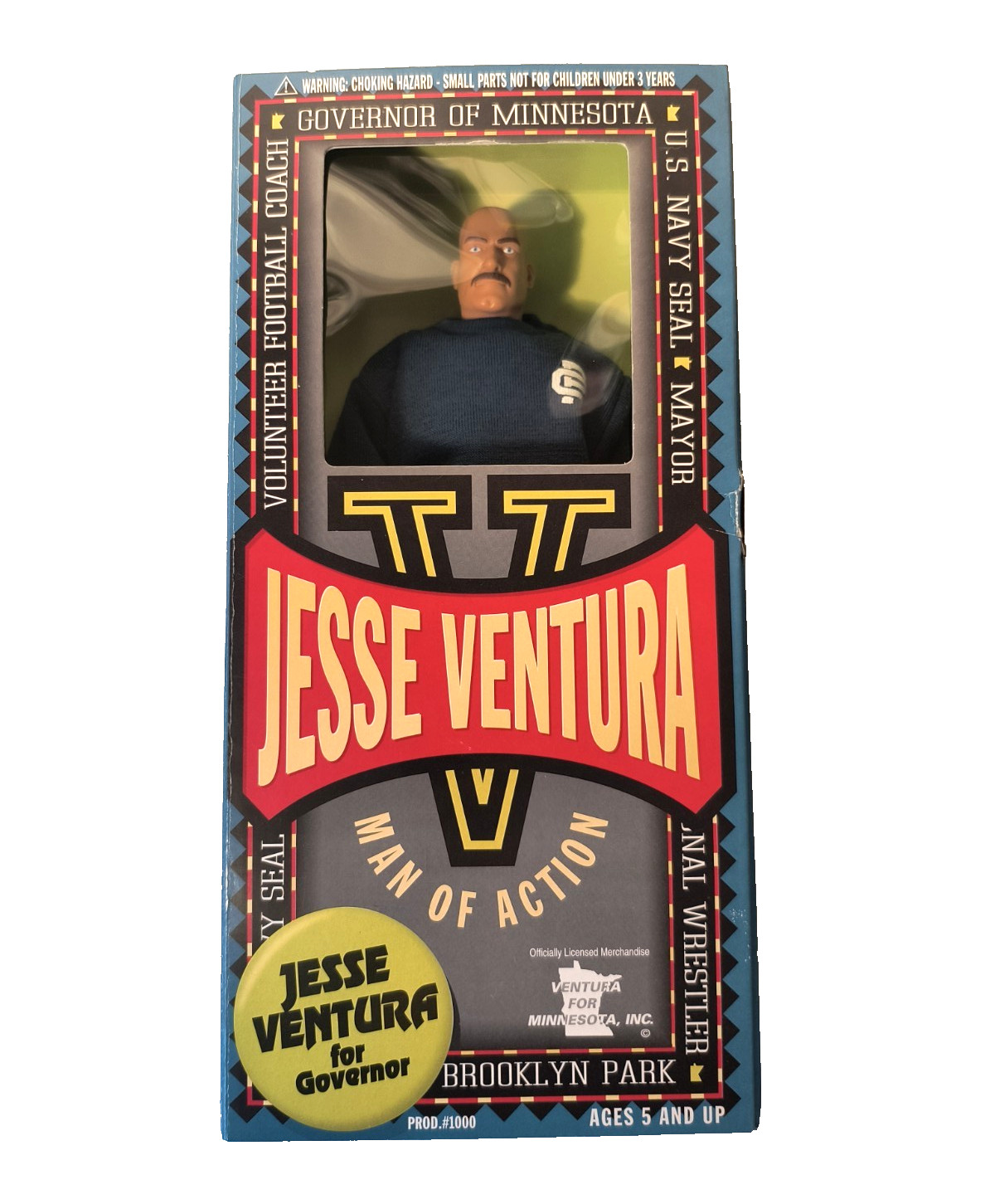Jesse Ventura For Governor 1999 NIB Man Of Action Figure Volunteer FB Coach MN thumbnail 2
