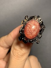 Natural Strawberry Crystal  Vintage Cooper Ring/ Adjustable Ring/ Adjustable