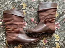 Vintage leather boots suede 80s slouch boots size 9 womens