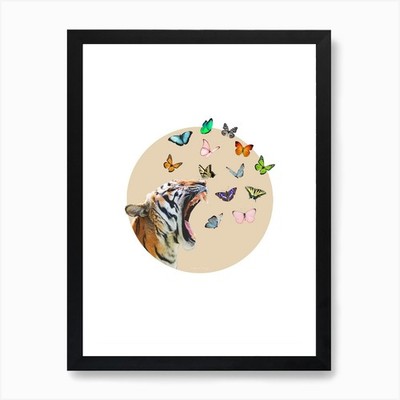 Tiger Collage Kunstdruck gerahmt Wandbild Poster Leinwanddruck Bild