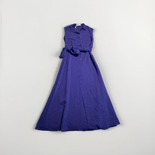 MNG Mango Royal Blue Purple Sleeveless Button Down Long Dress Size 6 Medium New