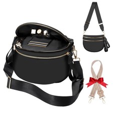 Bum Bag Checkered Crossbody Bag for Women, Nylon Bum Bags with Adjustable Str...