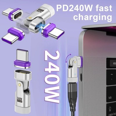 240W Magnetic Adapter USB C to Type-C Charging Cable Type C Female Converter
