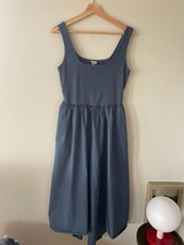 A New Day Blue Mixed Media Ribbed Tank Midi Dress with Pockets Size M
