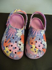 Crocs Classic Clogs Floral Pink Blue Girls Juniors Size J2