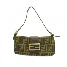 Auth 6dd4354 FENDI Handbag Zucca Nylon Canvas Brown Silver metal fitting ...