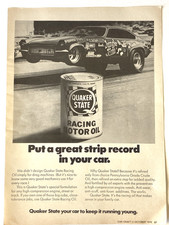 1976 Quaker State Racing Oil Print Ad Great Strip Record