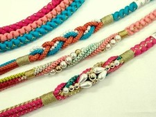 Japanese Kimono, a set of three Obi-Jime, Silk, Beads,for Furisode,3 colors,4652