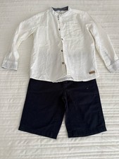 Boys Outfit Set 6-7 H M White Shirt Navy Shorts Casual Summer Kids