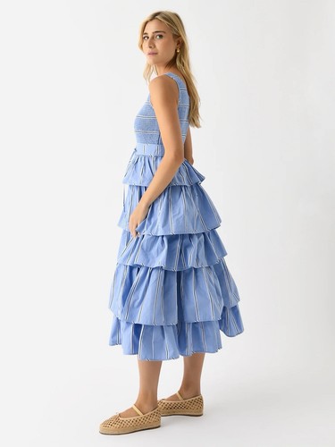 Vestido Hunter Bell Andrea Azul A Rayas en Niveles (Talla 10) - Nuevo con Etiquetas - Imagen 3 de 9