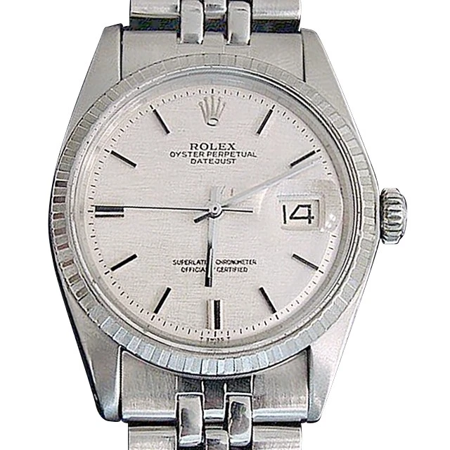 Rolex — Vintage Rolex Datejust 1603 Mens Stainless Steel Watch with Silver Linen Dial