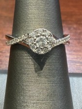 14kt White Gold Natural Diamond Ring W Rose Gold heart