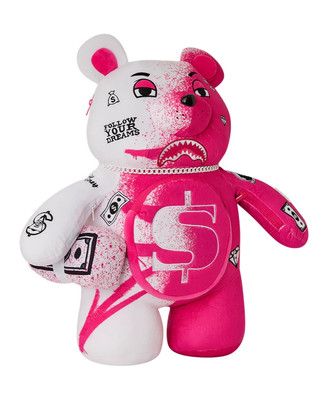 Sprayground Design Storm Money Bear Backpack New Pink/White Teddy Bear Bag