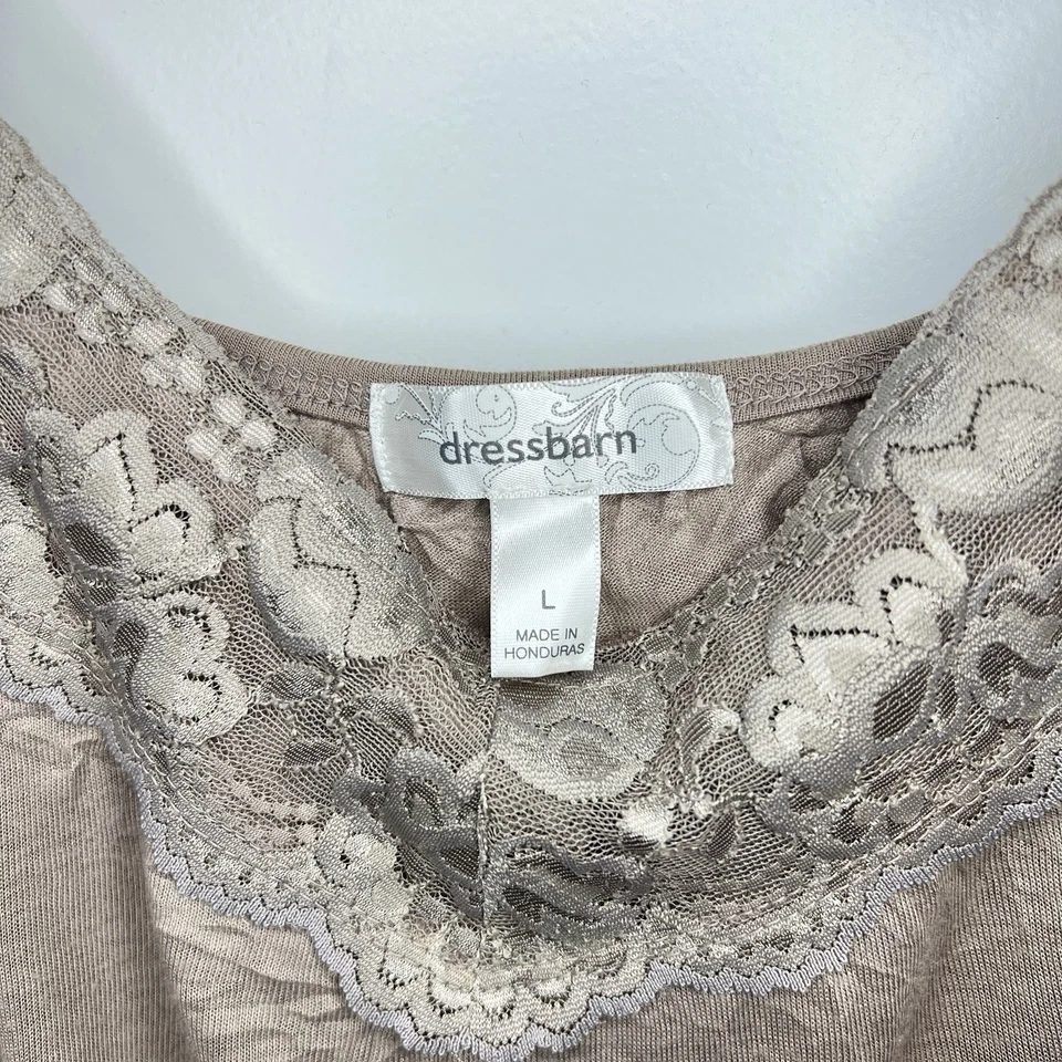 Dress Barn Tank Top Women’s Large Coral Lace Trim Cami Textured Y2K Fairy Adjust - Image 4 of 4