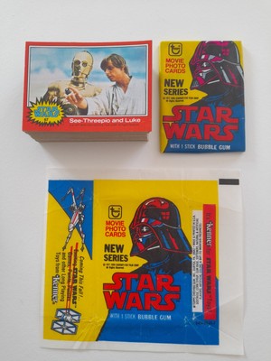  STAR WARS TRADING CARDS 1977 RED CARD SET + UNGEÖFFNETE WAX PACK + WAX WRAPPER