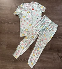 Posh Peanut Womens Pajama luxe loungewear two piece donut pattern small New