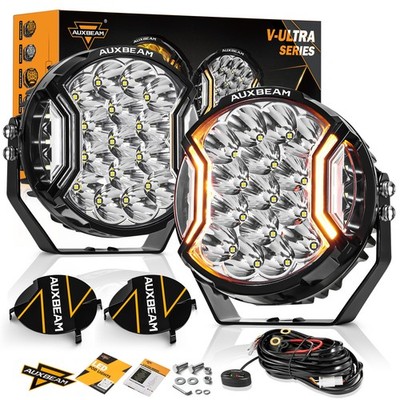 Auxbeam V-Ultra 7 Inch LED Driving Lights Pods Side Shooter Spotlights Amber DRL