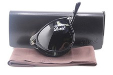 NEW PERSOL P 9714-S 95/31 BLACK SILVER FOLDABLE AUTHENTIC SUNGLASSES 55-20