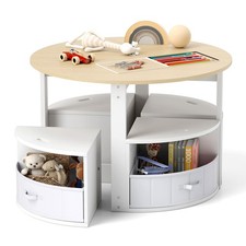 Kids Table and Chair Set 5 Piece Toddler Round Nesting Table with 4 Storage