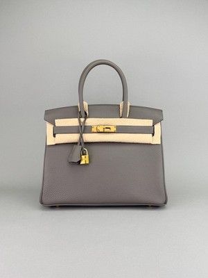 Hermes Birkin 30 Retourne Togo Gris Meyer Gold Hardware B Stamp 2023