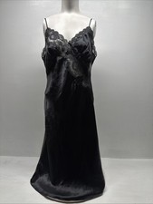 Victoria Secret Dress Lingerie Lace Satin Sleeveless Floral Black Vintage Medium