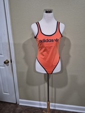 Adidas Women's Orange Linear Logo Bodysuit JC7767 Size M