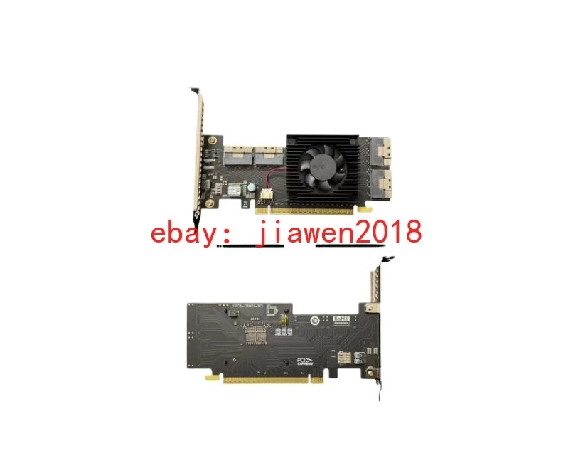 PCIe 4.0 x16 to Four SlimSAS SFF-8654 8i Switch Adapter support 8*NVMe PEX88048 - Image 3 of 4