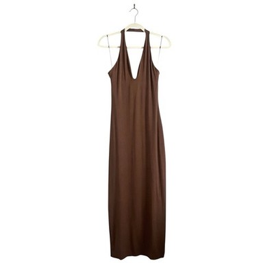 Reformation Halter Knit Midi Dress Brown Size M open back minimalist Chic | eBay Reformation Halter Knit Midi Dress Brown Size M open back minimalist Chic | eBay