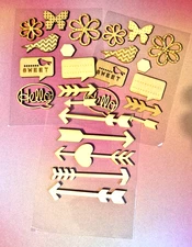 Wooden Stickers Embellishments, Scrapbooking Supplies , Junk Journal Supplies