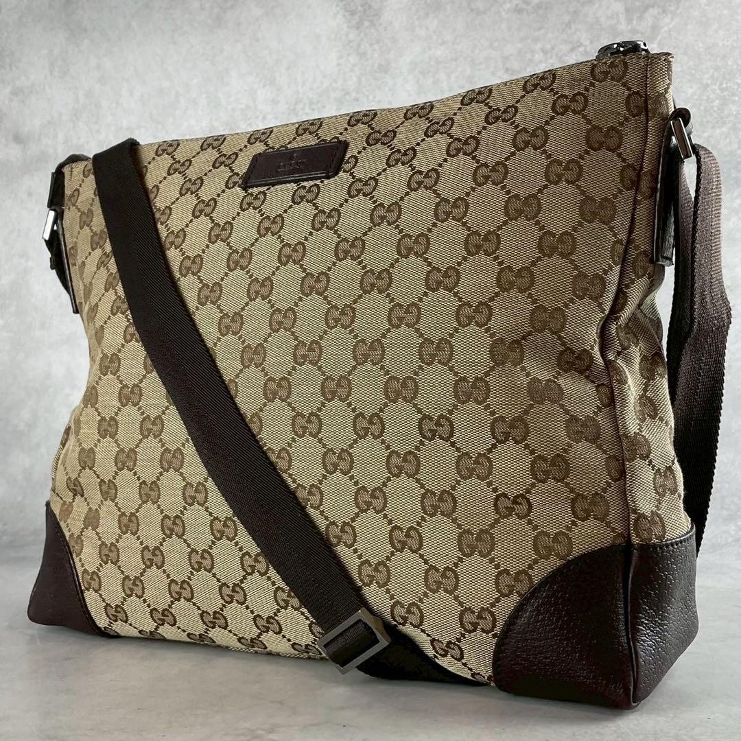Gucci GG Monogram Canvas and Leather Shoulder Bag Pre-Owned