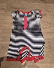 Mini Club Baby Striped Tie Style Baby Grow Body Suit Age 6-9 Months